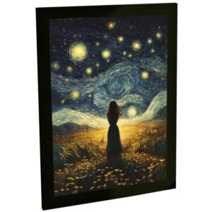 Quadro Decorativo Noite Estrelada Van Gogh Mulher Releitura