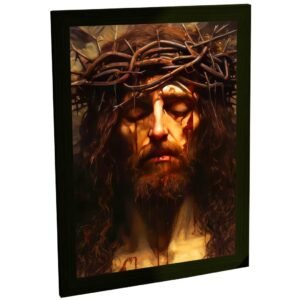 Quadro Decorativo Jesus Cristo Coroa de Espinhos Realista Arte Religiosa Católica Cristã Sala Quarto Escritório Decoração Poster