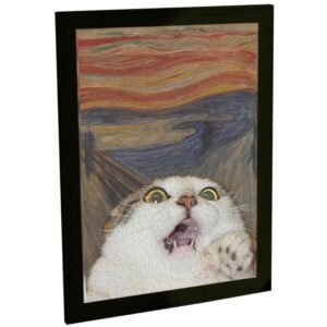 Quadro Decorativo Engraçado Gato Pintura O Grito Close