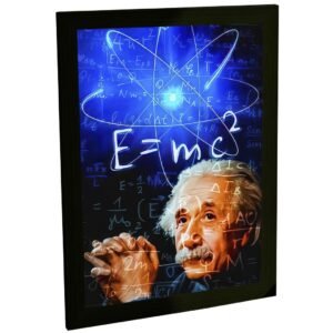 Quadro Decorativo Albert Einstein E = Mc2 Ilustração Azul Poster Quarto Sala