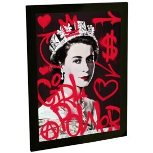 Quadro Decorativo Rainha Da Inglaterra Grafite Banksy
