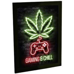 Quadro Decorativo Gamer Game And Chill Jogos Decoração Quarto