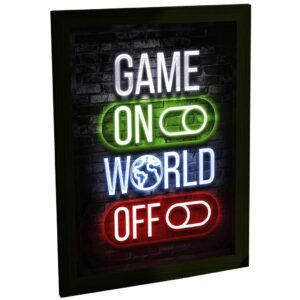 Quadro Decorativo Gamer Game On World Off Decoração Poster