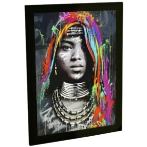 Quadro Decorativo Grafite Mulher Negra Turbante Arte De Rua Banksy Decoração Poster Quarto Sala