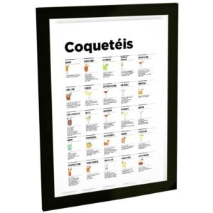 Quadro Decorativo Drinks Bebidas Cocktails Receita Bar