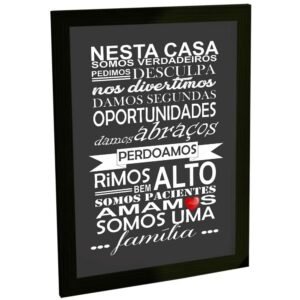 Quadro Decorativo Frases Nesta Casa Somos Uma Família Poster