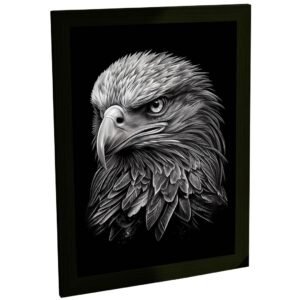 Quadro Decorativo Águia Foco Ilustração Preto Branco Poster Quarto Sala
