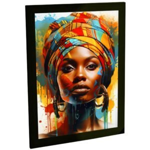 Quadro Decorativo Mulher Africana Colorida Arte Afro Moderna Vibrante Decoração Cultural Étnica Sala Quarto Escritório Poster