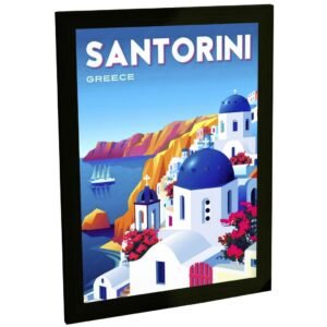 Quadro Decorativo Santorini Grécia Ilustração Flats Decoração Poster Quarto Sala