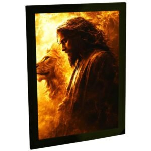 Quadro Decorativo Jesus Leão de Judá Arte Religiosa Fé, Força e Espiritualidade Sala Quarto Escritório Decoração Poster