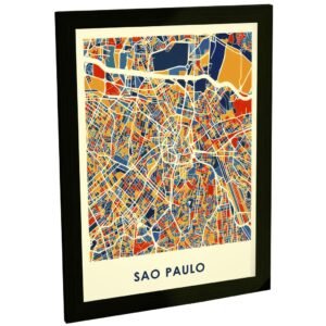 Quadro Decorativo São Paulo Brasil Mapa Viagem América Do Sul Decoração Poster Quarto Sala