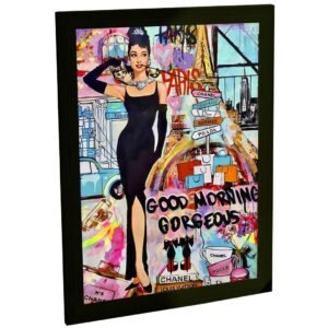 Quadro Decorativo Paris Fashion Street Art Audrey Hepburn Pop Arte Urbana Colagem Grafite Banksy Sala Quarto Escritório Decoração Poster