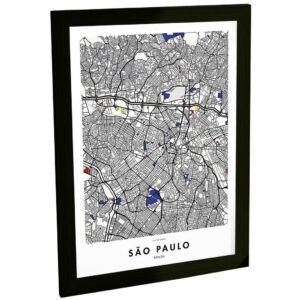 Quadro Decorativo São Paulo Mapa Cidade Minimalista