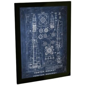 Quadro Decorativo Foguete Vostok Nave Espaço Decoração Poster