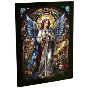 Quadro Decorativo Anjo Arcanjo Ilustração Vitral Decoração Poster Quarto Sala