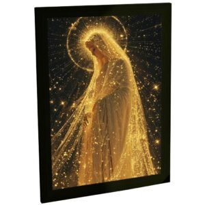 Quadro Decorativo Religioso Nossa Senhora Ilustração Luzes Decoração Poster Quarto Sala