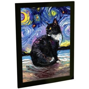 Quadro Decorativo Gato Frajola Pintura Estilo Van Gogh