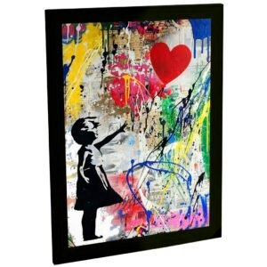 Quadro Decorativo Banksy Garota Com Balão Remake Decoração Quarto Sala