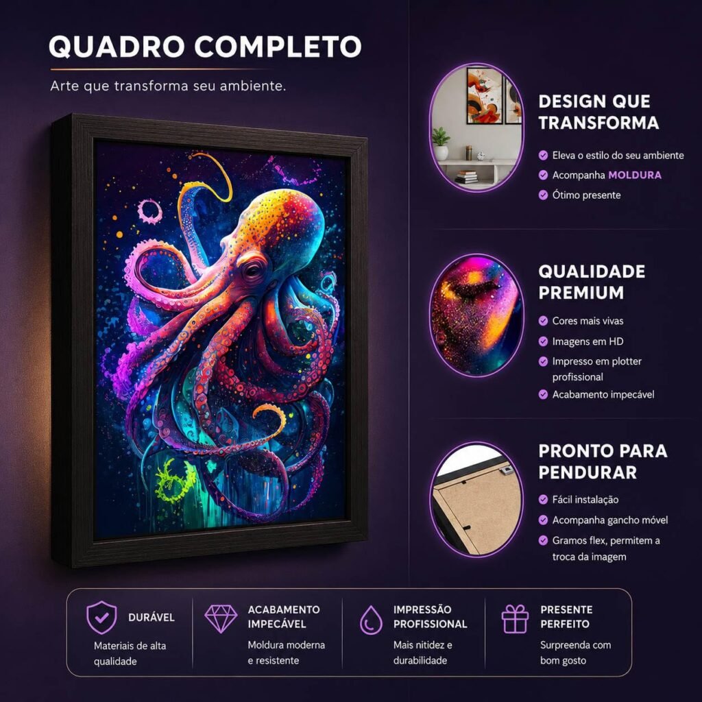 Quadro decorativo com moldura preta