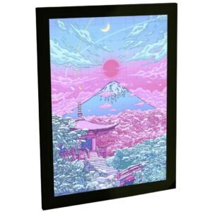 Quadro Decorativo Japonês Vaporwave Anime Aesthetic Monte Fuji Decoração Poster