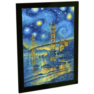 Quadro Decorativo Ponte Golden Gate Noite Estrelada Van Gogh