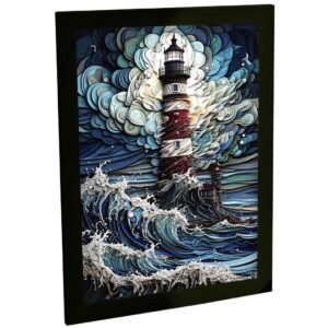Quadro Decorativo Farol Ilustração 3D Ondas E Mar