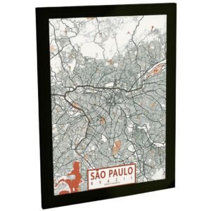 Quadro Decorativo São Paulo Mapa Cidade Estilo App