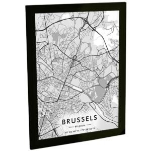 Quadro Decorativo Mapa Brussels Bruxelas Belgica Decoração Poster Quarto Sala