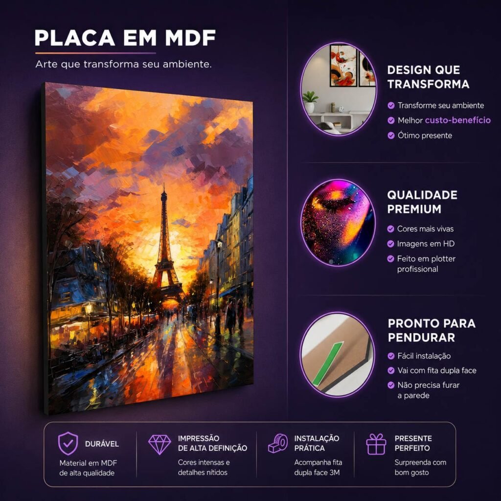 Placa decorativa em MDF