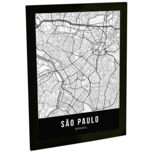 Quadro Decorativo Mapa Cidade São Paulo Sp Brasil Poster