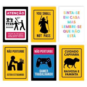 Placas Decorativas Aviso Engraçado Decoração Geek Quadro Quarto Sala Gamer