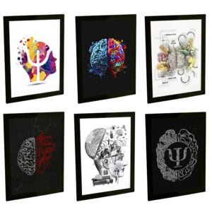 Quadro Decorativo para Consultório Psicologia Cérebro e Mente – Placa Terapia Decoração Parede Escritório Poster