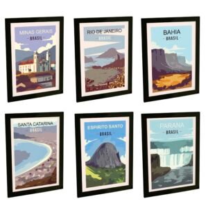 Quadros Decorativos Estados do Brasil Minas Rio Bahia Para Goias Decoração Quarto Sala
