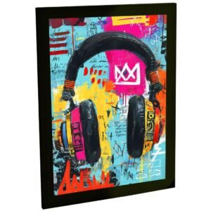 Quadro Decorativo Fone de Ouvido Grafite Arte Urbana Abstrata Colorida Estilo Street Art Arte de Parede Sala Quarto Escritório Decoração Poster
