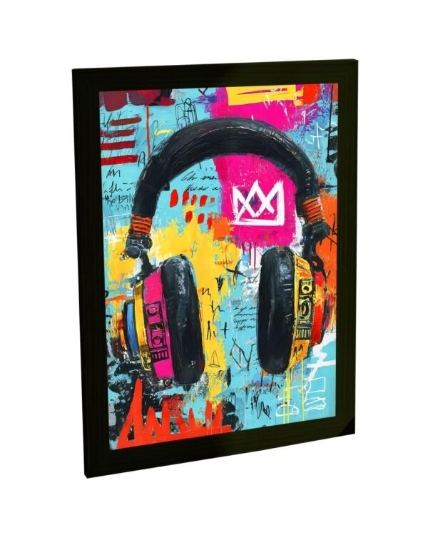 Quadro Decorativo Fone de Ouvido Grafite Arte Urbana Abstrata Colorida Estilo Street Art Arte de Parede Sala Quarto Escritório Decoração Poster