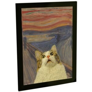 Quadro Decorativo Gato Pintura O Grito Engraçada Shorthair Decoração Poster