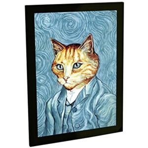 Quadro Decorativo Gato Van Gogh Quadro c/Moldura Decoração Poster